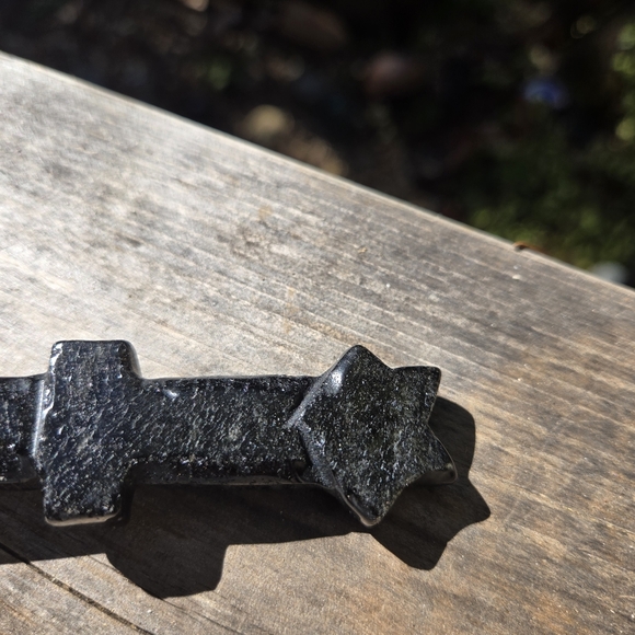 Obsidian hand carved star ceremonial dagger 6" - Picture 6 of 8